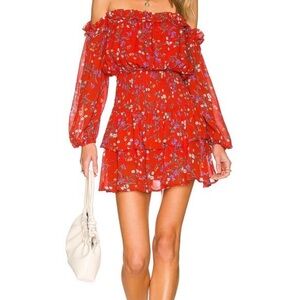 Red Floral Long Sleeve Romper